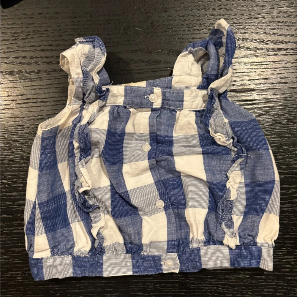 Janie and Jack Embroidered Floral Gingham 2T Sleeveless Ruffle Cotton Toddler